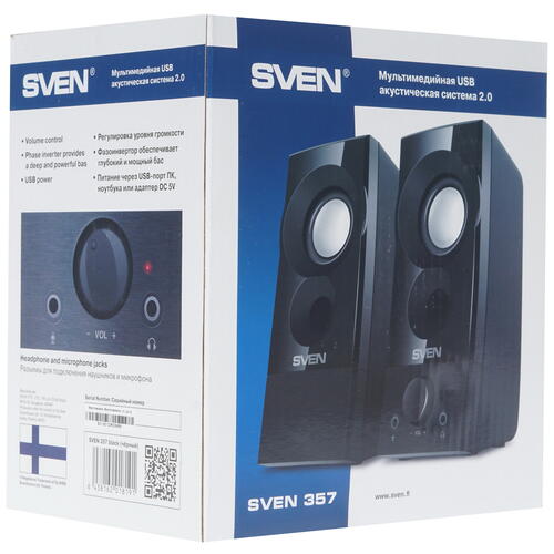 Купить Колонки SVEN 357 черный  1358881. Характеристики, отзывы и цены в Донецке