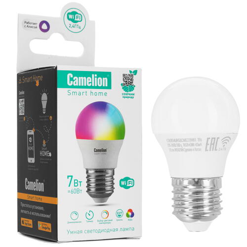 Купить Умная светодиодная лампа Camelion 14501 RGB  5418139. Характеристики, отзывы и цены в Донецке