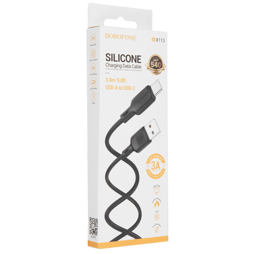 Купить Кабель круглый Borofone USB Type-C - USB 2.0 Type-A черный 3 м  9238053. Характеристики, отзывы и цены в Донецке
