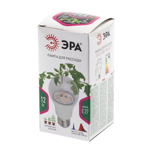 Купить Фитолампа ЭРА FITO-12W-RB-E27 розовый  9078783. Характеристики, отзывы и цены в Донецке