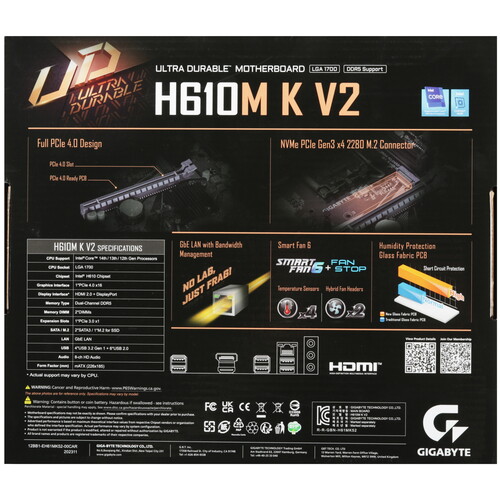 Купить Материнская плата GIGABYTE H610M K V2  5630826. Характеристики, отзывы и цены в Донецке