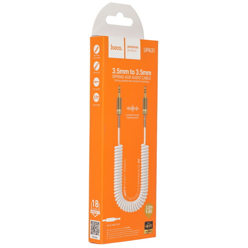 Купить Кабель   Hoco jack 3.5 мм - jack 3.5 мм белый  9238007. Характеристики, отзывы и цены в Донецке