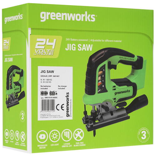 Купить Электрический лобзик GreenWorks GD24JS 24V , Без ЗУ, Без АКБ  8196534. Характеристики, отзывы и цены в Донецке
