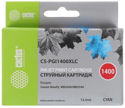Купить Картридж Cactus CS-PGI1400XLC синий  7963787. Характеристики, отзывы и цены в Донецке