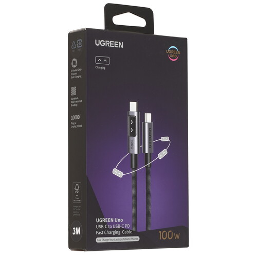 Купить Кабель круглый Ugreen USB Type-C - USB Type-C серый 3 м  5600463. Характеристики, отзывы и цены в Донецке