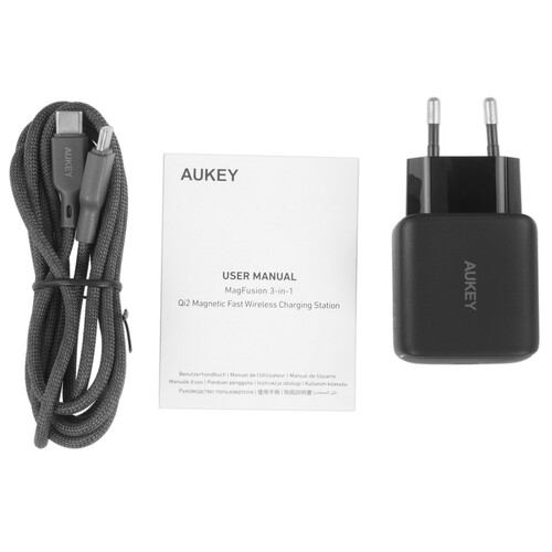 Купить Беспроводное зарядное устройство Aukey MagFusion 3-in-1 черный  5600087. Характеристики, отзывы и цены в Донецке