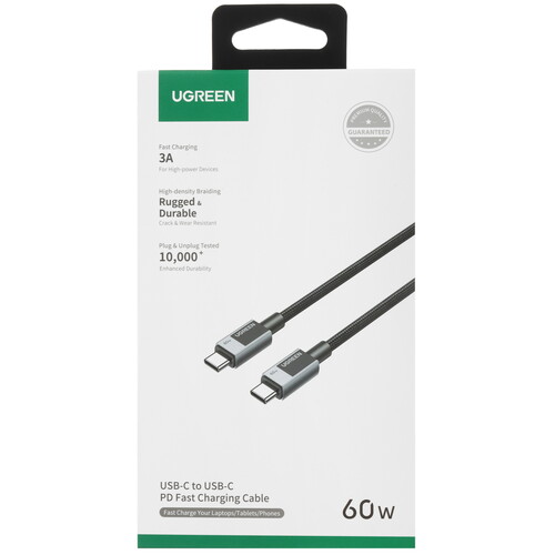 Купить Кабель круглый Ugreen USB Type-C - USB Type-C серый 1 м  5623210. Характеристики, отзывы и цены в Донецке