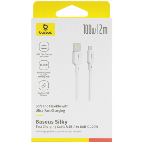 Купить Кабель круглый Baseus USB Type-C - USB 2.0 Type-A белый 2 м  5627517. Характеристики, отзывы и цены в Донецке