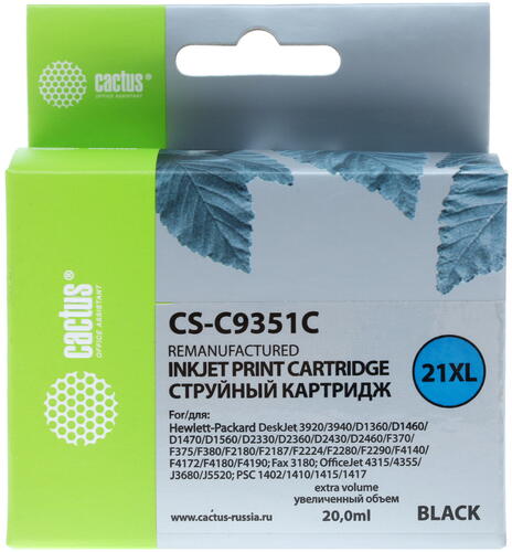 Купить Картридж Cactus CS-C9351C 21XL черный  7942623. Характеристики, отзывы и цены в Донецке