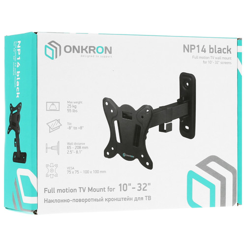 Купить Кронштейн для ТВ ONKRON NP14 черный  4830289. Характеристики, отзывы и цены в Донецке