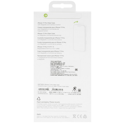 Купить Накладка  Apple Clear Case для Apple iPhone 17 Pro прозрачный  5641869. Характеристики, отзывы и цены в Донецке