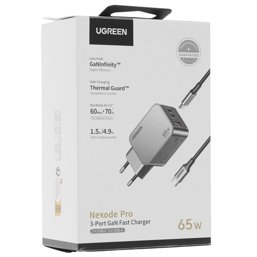 Купить Сетевое зарядное устройство Ugreen X755 серый  9146530. Характеристики, отзывы и цены в Донецке