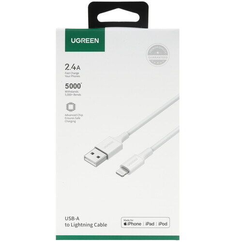 Купить Кабель круглый Ugreen Lightning 8-pin MFI - USB 2.0 Type-A белый 2 м  5320287. Характеристики, отзывы и цены в Донецке