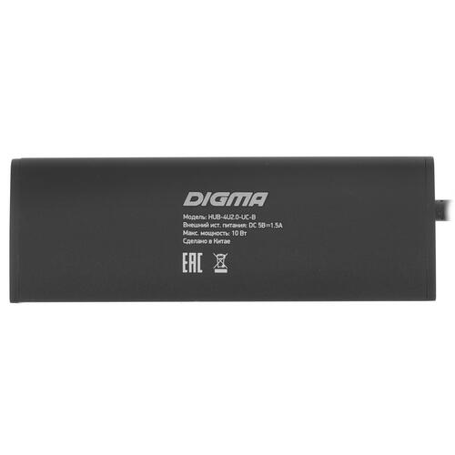 Купить USB-разветвитель Digma HUB-4U2.0-UC-B  8130645. Характеристики, отзывы и цены в Донецке