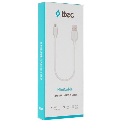 Купить Кабель круглый TTEC micro USB - USB 2.0 Type-A белый 0.3 м  9202647. Характеристики, отзывы и цены в Донецке