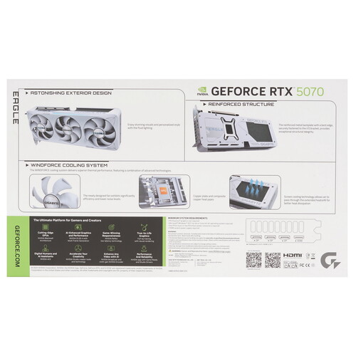 Купить Видеокарта GIGABYTE GeForce RTX 5070 EAGLE OC ICE SFF  5613397. Характеристики, отзывы и цены в Донецке