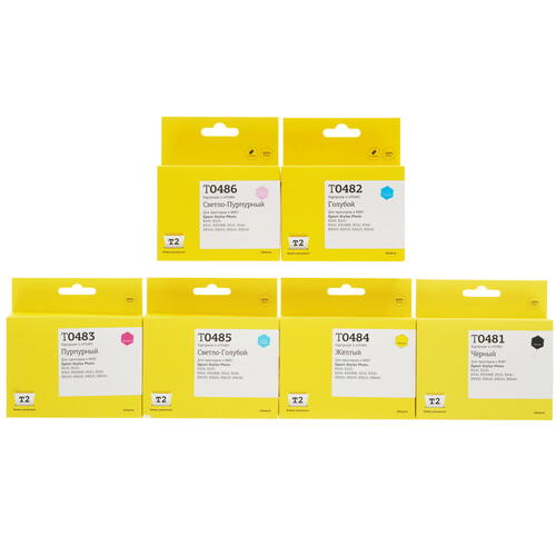 Купить Набор картриджей T2 IC-ET0487 голубой, желтый, пурпурный, светло-голубой  9115303. Характеристики, отзывы и цены в Донецке