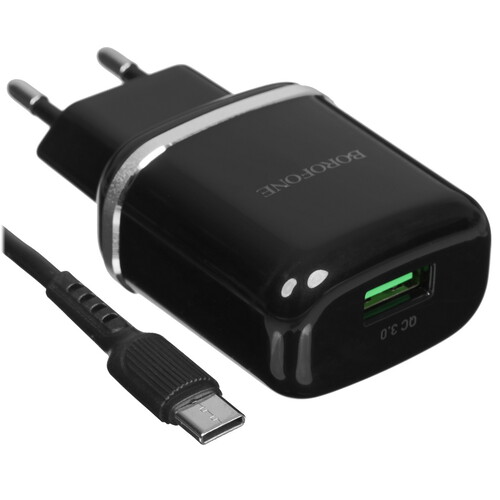 Купить Сетевое зарядное устройство Borofone BA36A черный  5474880. Характеристики, отзывы и цены в Донецке