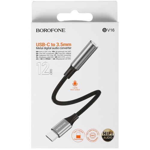 Купить Кабель   Borofone USB Type-C - jack 3.5 мм серый  5474907. Характеристики, отзывы и цены в Донецке