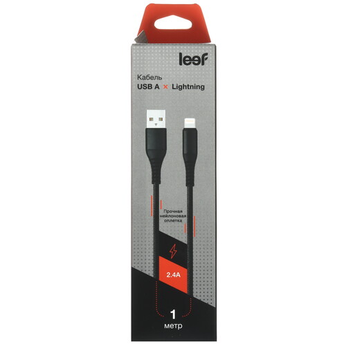 Купить Кабель круглый Leef Lightning 8-pin - USB 2.0 Type-A черный 1 м  5608602. Характеристики, отзывы и цены в Донецке