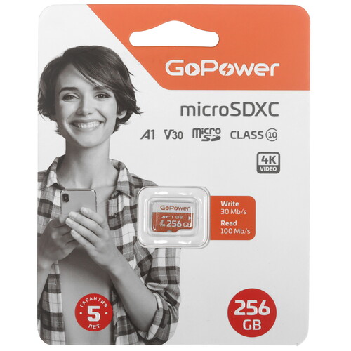 Купить Карта памяти GoPower microSDXC 256 ГБ [00-00025684]  5485564. Характеристики, отзывы и цены в Донецке