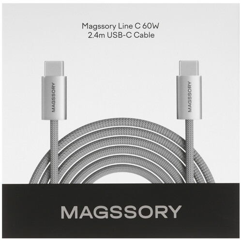 Купить Кабель круглый Magssory USB Type-C - USB Type-C серый 2.4 м  5644244. Характеристики, отзывы и цены в Донецке