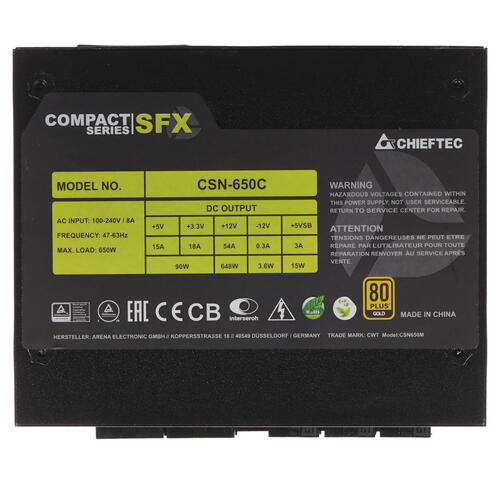 Купить Блок питания Chieftec COMPACT 650W  1326786. Характеристики, отзывы и цены в Донецке