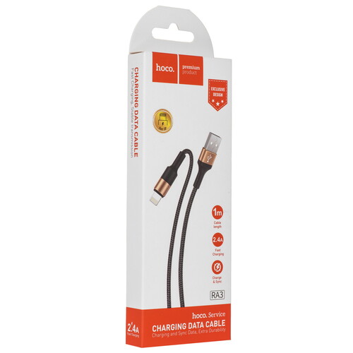 Купить Кабель круглый Hoco Lightning 8-pin - USB 2.0 Type-A черный 1 м  9244489. Характеристики, отзывы и цены в Донецке