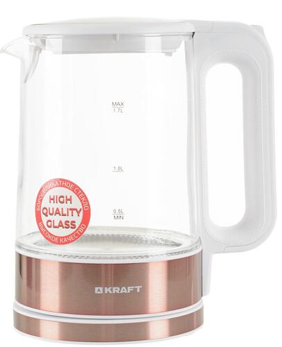 Купить Электрочайник KRAFT KF-KG1708WBZ белый  9052793. Характеристики, отзывы и цены в Донецке