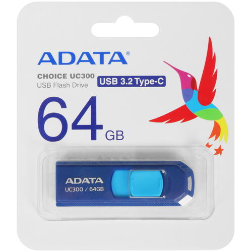 Купить Память OTG USB Flash 64 ГБ ADATA UC300 [ACHO-UC300-64G-RNB/BU]  5450343. Характеристики, отзывы и цены в Донецке
