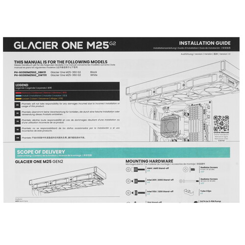 Купить Система охлаждения Phanteks Glacier One 360M25G2  белая  5615678. Характеристики, отзывы и цены в Донецке