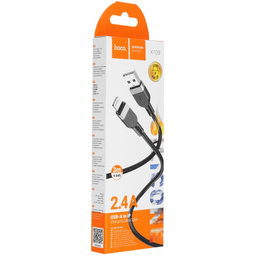 Купить Кабель круглый Hoco Lightning 8-pin - USB 2.0 Type-A черный 3 м  9238215. Характеристики, отзывы и цены в Донецке