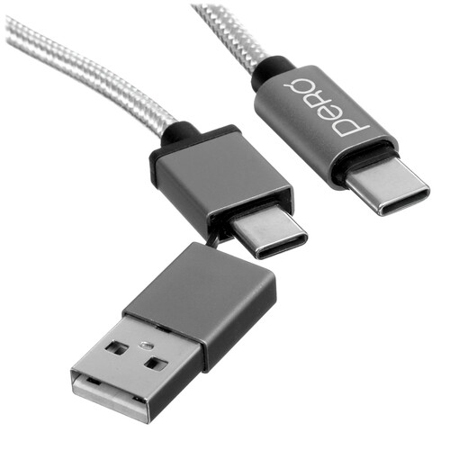 Купить Кабель круглый PERO USB Type-C - USB 2.0 Type-A, USB Type-C серый 1 м  5365834. Характеристики, отзывы и цены в Донецке