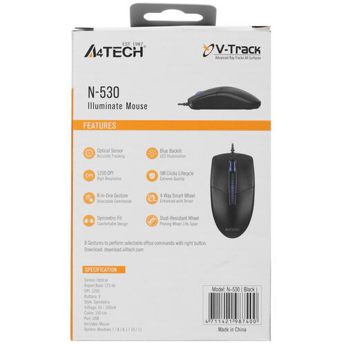 Купить Мышь проводная A4Tech N-530  5424235. Характеристики, отзывы и цены в Донецке