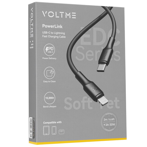 Купить Кабель круглый VOLTME Lightning 8-pin - USB Type-C черный 2 м  9210947. Характеристики, отзывы и цены в Донецке