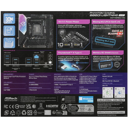 Купить Материнская плата ASRock B860I Lightning WiFi  5622751. Характеристики, отзывы и цены в Донецке