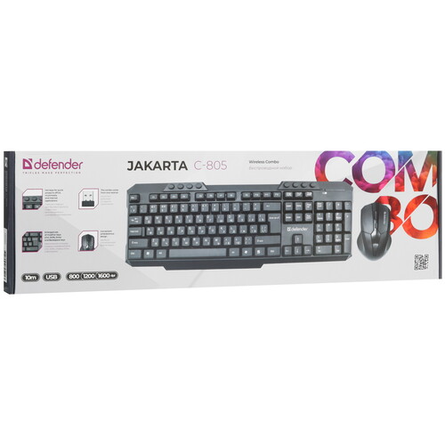 Купить Клавиатура+мышь беспроводная   Defender Jakarta C-805 RU черный  8161270. Характеристики, отзывы и цены в Донецке