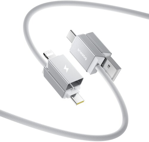 Купить Кабель круглый Baseus Lightning 8-pin, USB Type-C - USB 2.0 Type-A, USB Type-C белый 2 м  5627689. Характеристики, отзывы и цены в Донецке