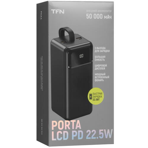Купить Портативный аккумулятор TFN Porta LCD PD 50 черный  5465306. Характеристики, отзывы и цены в Донецке