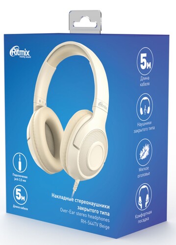 Купить Проводные наушники Ritmix RH-544TV бежевый 2025  9253621. Характеристики, отзывы и цены в Донецке