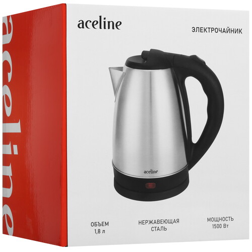Купить Электрочайник Aceline SS1800 серебристый  5632414. Характеристики, отзывы и цены в Донецке