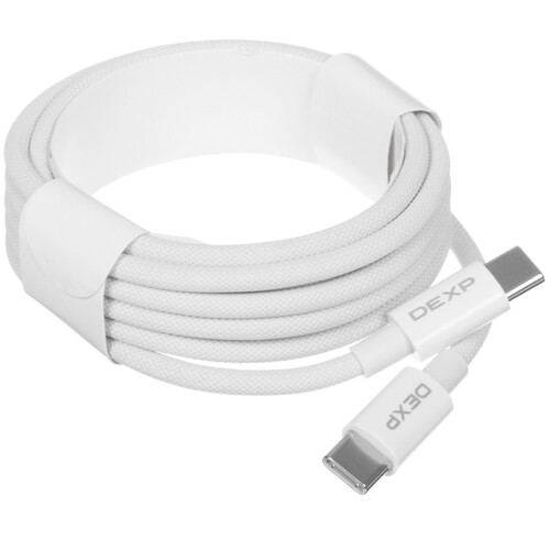 Купить Кабель круглый DEXP USB Type-C - USB Type-C белый 2 м  9201872. Характеристики, отзывы и цены в Донецке