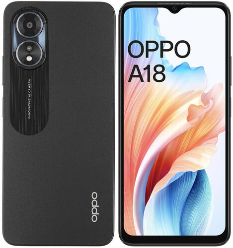 Купить 6.56" Смартфон OPPO A18 128 ГБ черный  5436437. Характеристики, отзывы и цены в Донецке