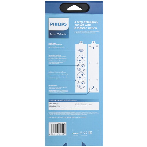 Купить Сетевой фильтр Philips CHP2145 черный  9158508. Характеристики, отзывы и цены в Донецке