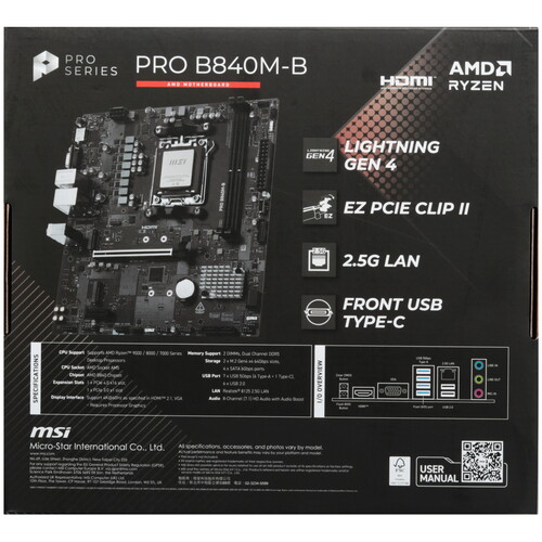Купить Материнская плата MSI PRO B840M-B  5629999. Характеристики, отзывы и цены в Донецке