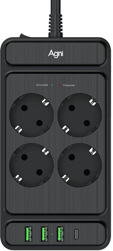 Купить Сетевой фильтр AGNI TP-FS4U4E-PD черный  9289280. Характеристики, отзывы и цены в Донецке