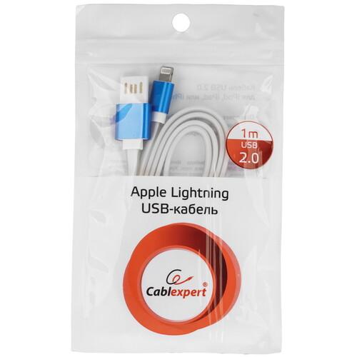 Купить Кабель плоский Cablexpert Lightning 8-pin - USB 2.0 Type-A белый 1 м  5485435. Характеристики, отзывы и цены в Донецке