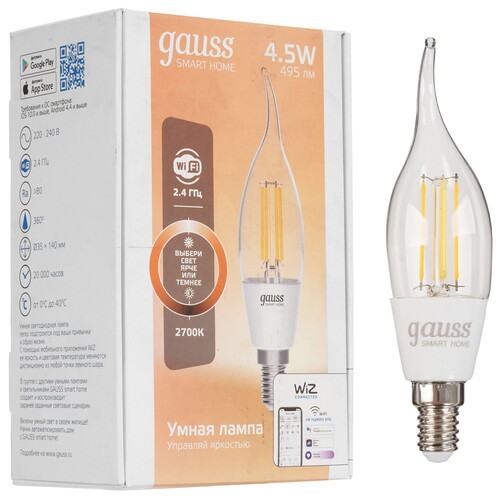 Купить Умная филаментная лампа Gauss Smart Home Filament СF35  9114212. Характеристики, отзывы и цены в Донецке