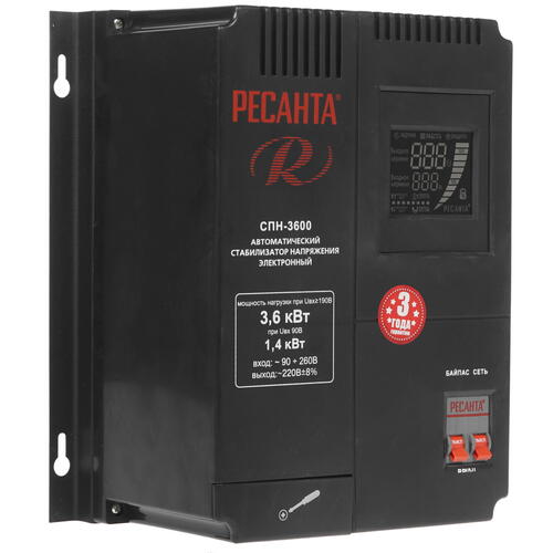 Купить Стабилизатор напряжения Ресанта СПН-3600  7901333. Характеристики, отзывы и цены в Донецке