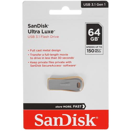 Купить Память USB Flash 64 ГБ SanDisk Ultra Luxe [SDCZ74-064G-G46]  5072852. Характеристики, отзывы и цены в Донецке